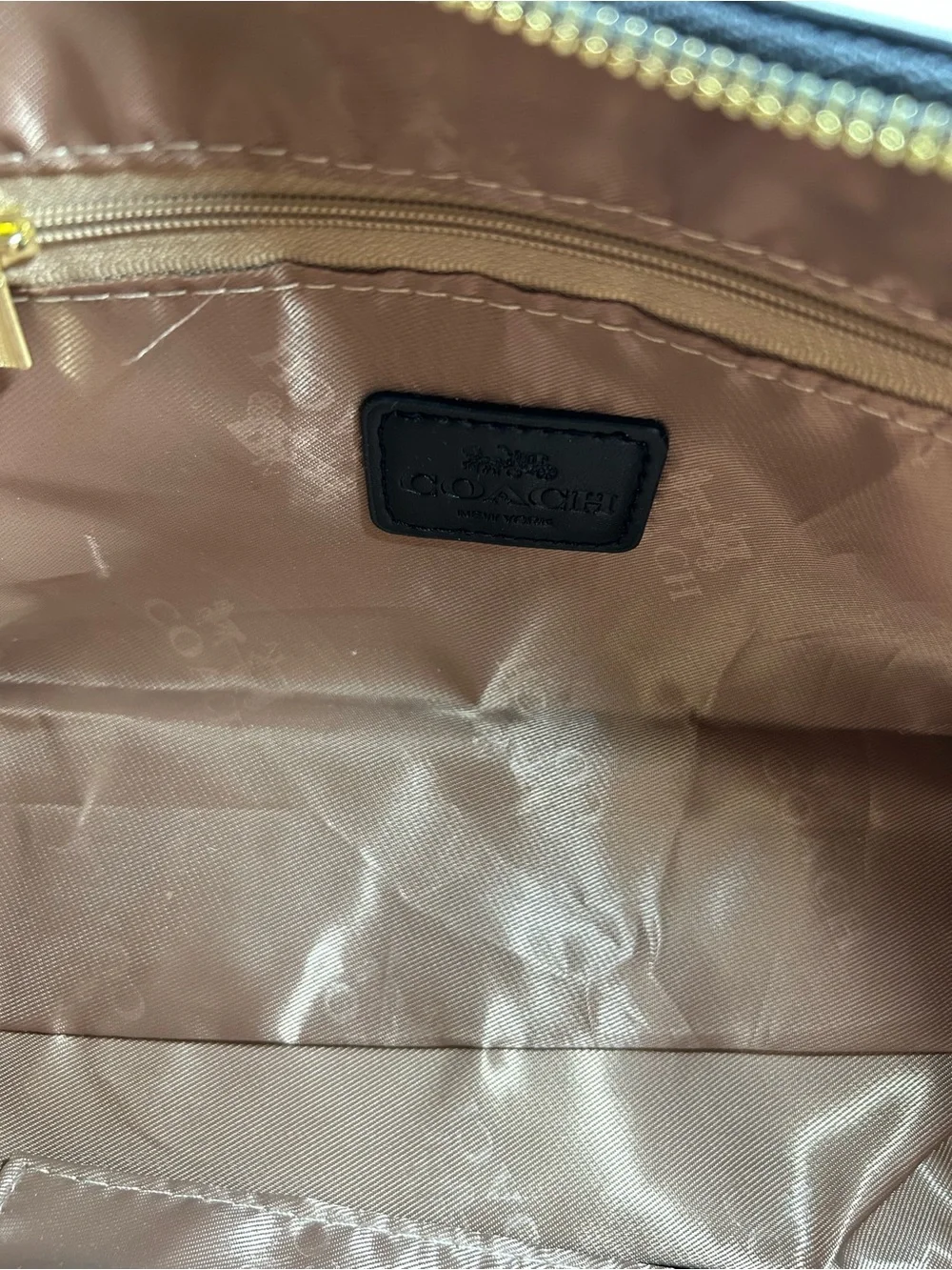 Coach Black Signature Canvas Shoulder Bag with Gold Hardware